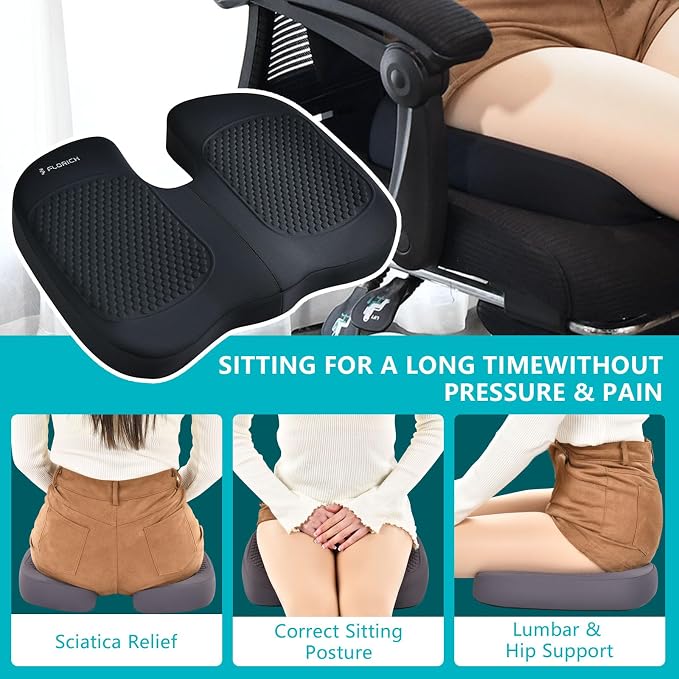 FLORICH 3 PCS Seat Cushion for Carseat Lumbar Support Pillow Car Neck Headrest - Image 4