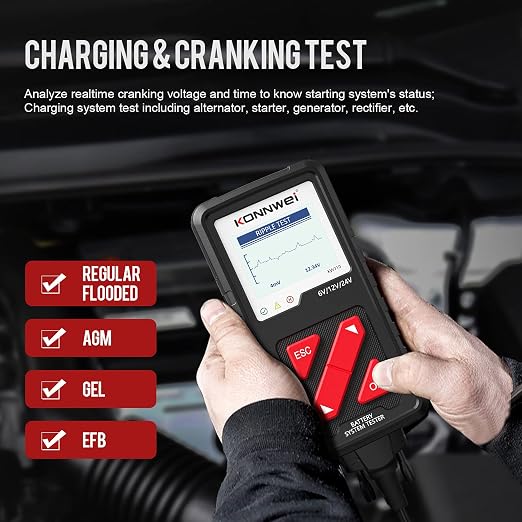 KONNWEI KW710 Car Battery Tester 6V 12V 24V, Battery Load Tester Automotive - Image 6