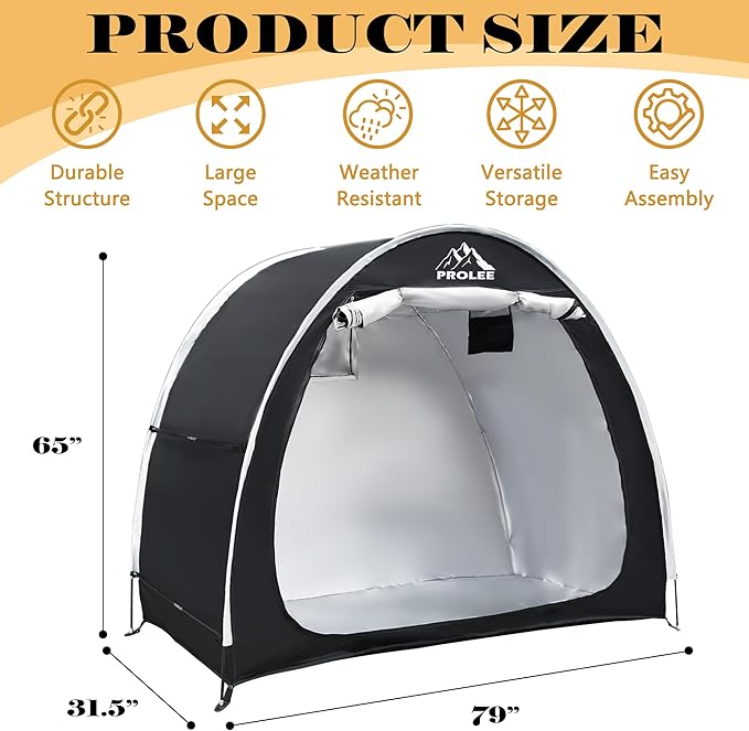PROLEE Bike Shed 6.6FT, Waterproof Oxford Fabric Storage Tent - Image 3
