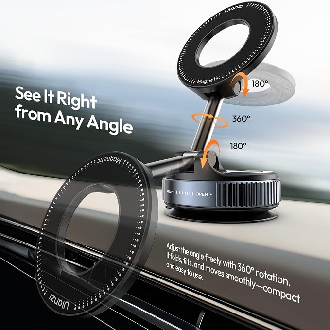 ULANZI SK-25 Car Phone Holder for Magsafe, Vacuum Suction Cup Magnetic Phone - Image 3