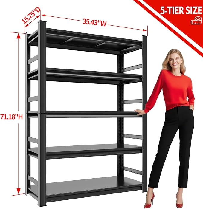 72" H Garage Shelving 5 Tier Shelving Unit, 3500Lbs Adjustable Metal Garage - Image 3