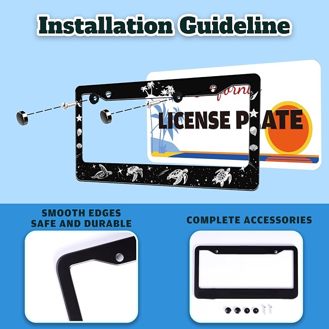 Turtle License Plate Frame Beach Shell Animal License Plate Holder - Image 4