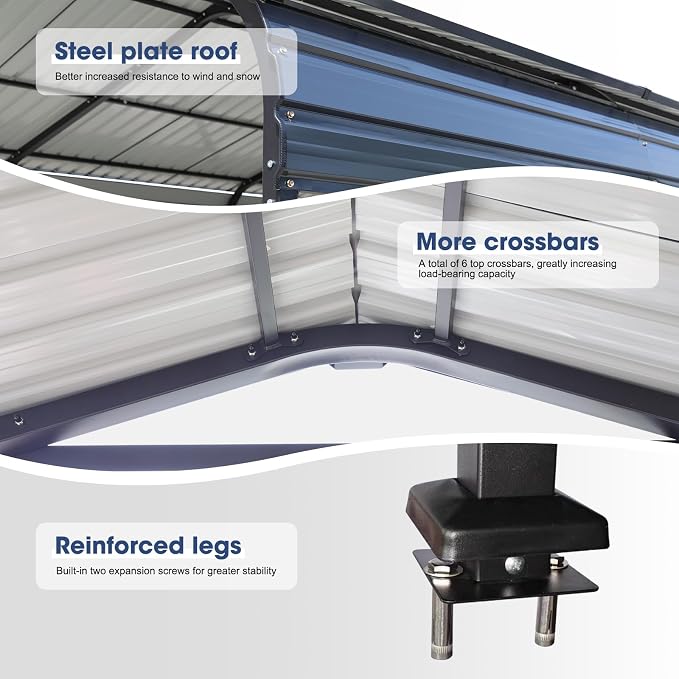 OC Orange-Casual 12 x 20 FT Metal Carport, Outdoor Heavy Duty Steel Canopy - Image 3