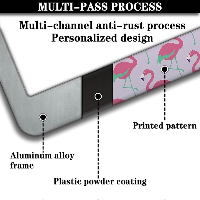 License Plate Frames for Girl Pink License Plate Cover for Women Pink Flamingo - Image 5