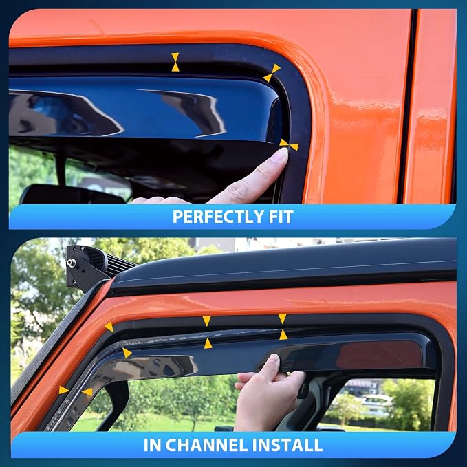 Nilight in-Channel Rain Guards for Ford F150 2021 2022 2023 2024 Regular - Image 3