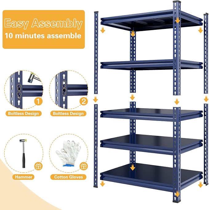 REIBII Garage Shelving 2000 LBS Storage Shelves Heavy Duty Metal Shelving Unit - Image 6