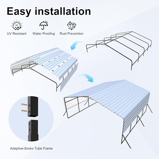 20x20 Metal Carports Heavy Duty - Image 2