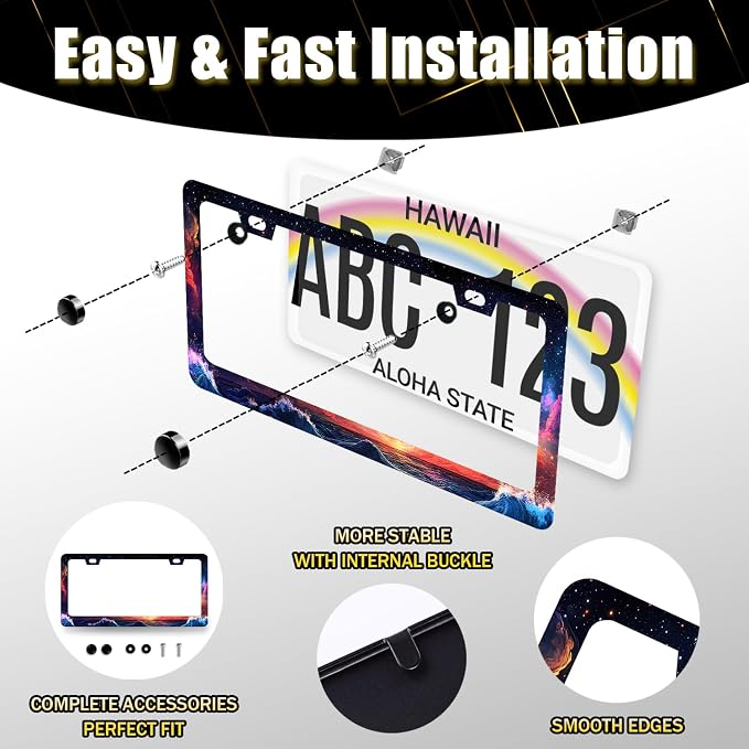 Waves Starry Sky Galaxy License Plate Frame Galaxy License Plate Holder - Image 7