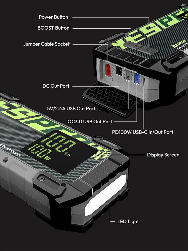 YESPER 3000A Jump Starter, 12V Car Battery Jump Starter - Image 8