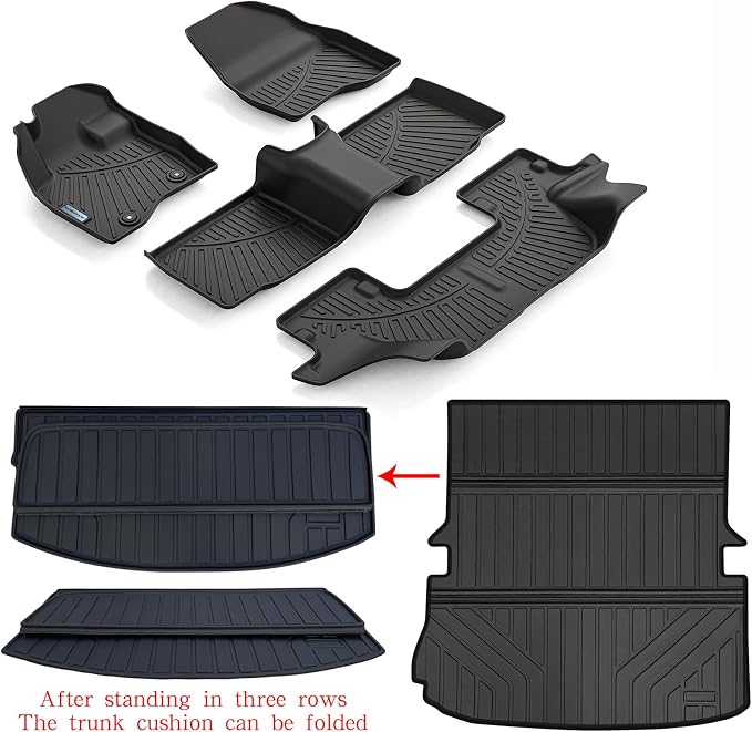 Floor Mats & Large Trunk Mat for 2015-2017 2018 2019 Ford Explorer，TPE All - Image 2