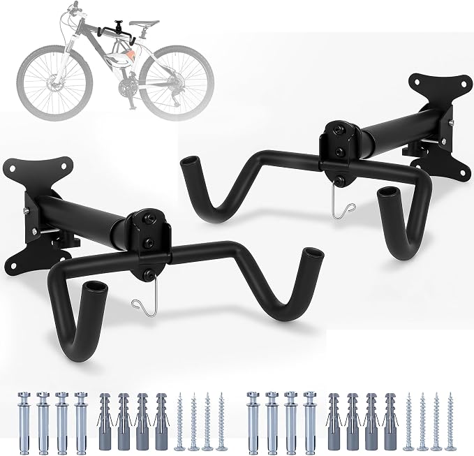 Bike Wall Mount, 2 Pack Bike Hanger, Foldable Bicycle Storage Horizontal Rack by Unknown