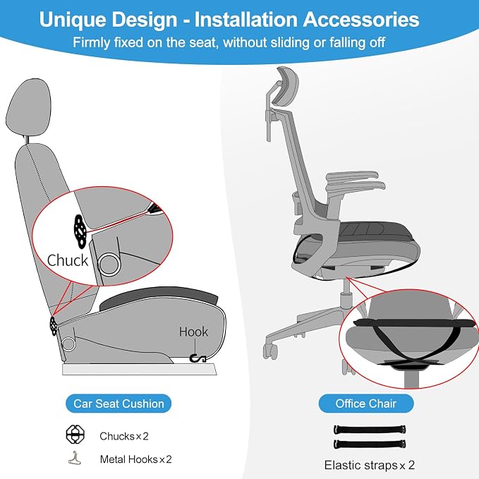 Car Seat Cushion Chair Cushions, 1.2in Memory Foam Pressure Relief Seat Cushion - Image 6