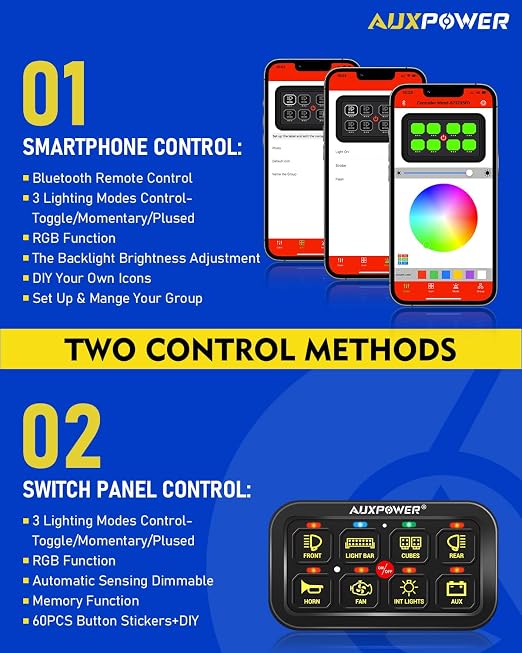 Auxpower RGB 8 Gang Switch Panel - Image 2