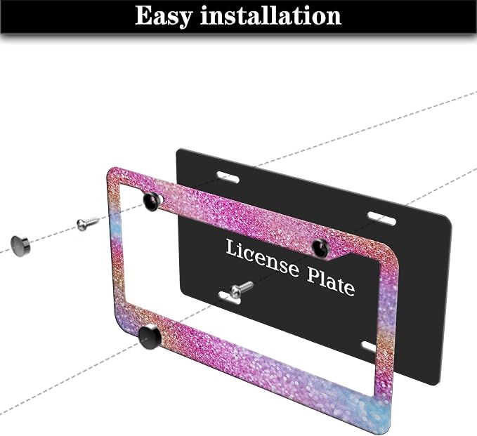 License Plate Frame Multicolor License Plate Holder Shining Rainbow Gradient - Image 7