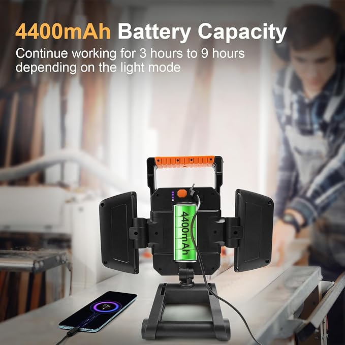 4000LM LED Work Light Rechargeable - Image 7