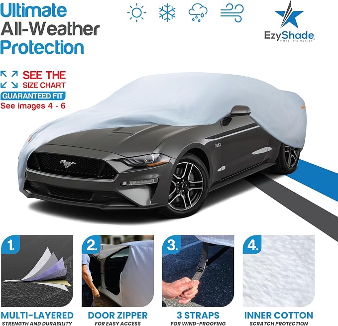 EzyShade 10-Layer Waterproof Sports Car Cover. See Vehicle Size-Chart - Image 2