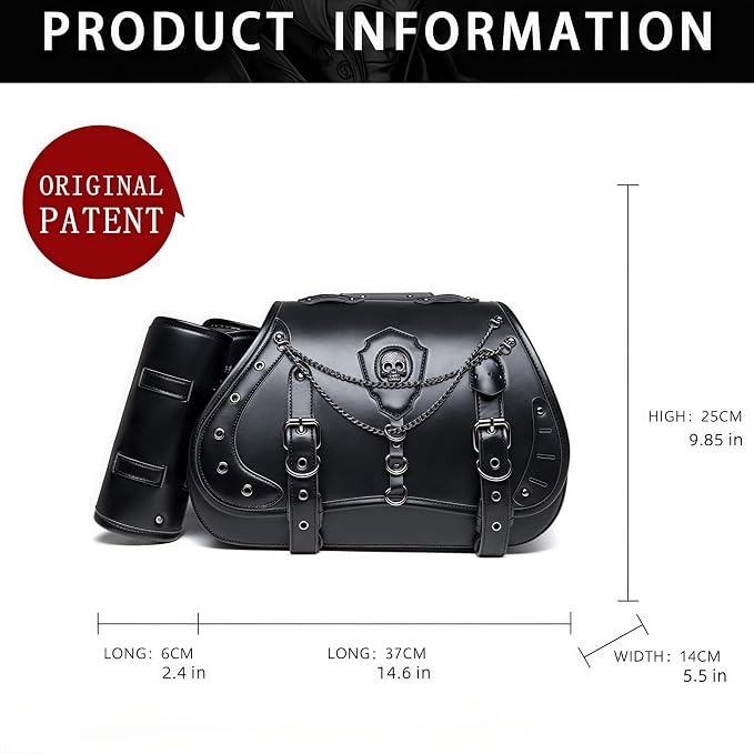 Motorcycle Saddlebags, 30L Leather Waterproof Side Saddle Bags - Image 3