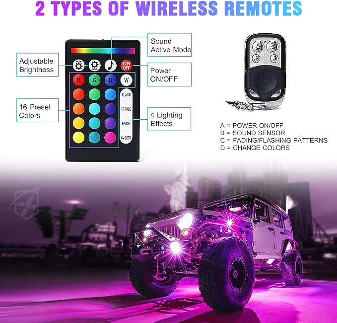 Xprite RGB LED Rock Lights Wide Angle Bluetooth Multicolor Neon Lighting - Image 5