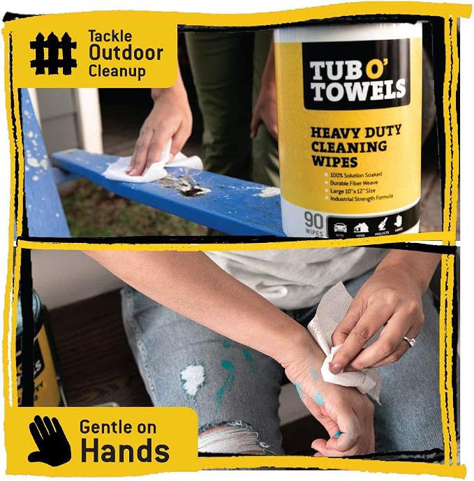 Tub O Towels TW90 Heavy-Duty 10" x 12" Size Multi-Surface Cleaning Wipes - Image 5
