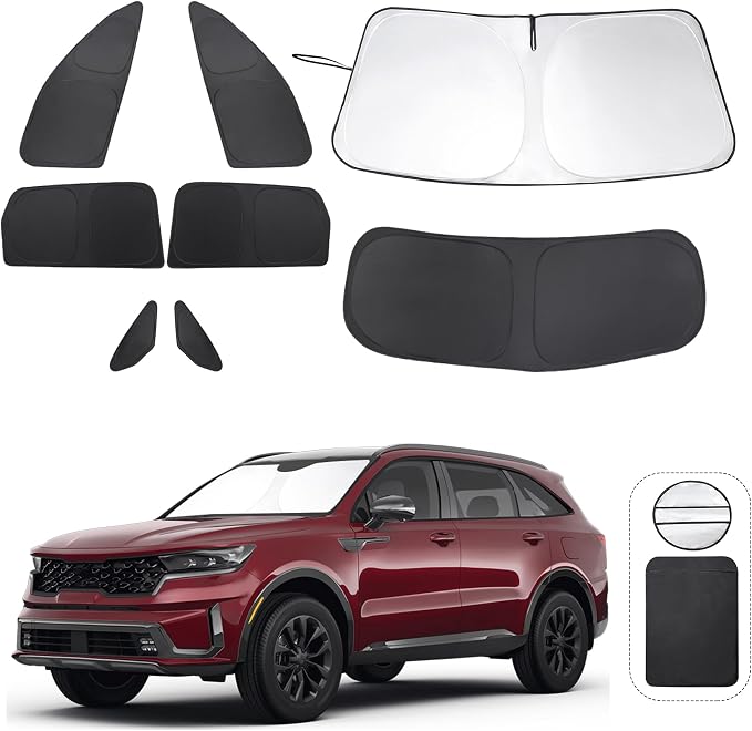 TINGLU Window Shades for Kia Sorento SUV 2021-2024 2025 Accessories Side Full by TINGLU