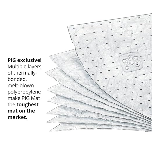 PIG Oil-Only Absorbent Mat Pad | Pack of 100 Mediumweight Oil Pads | Absorbs - Image 7
