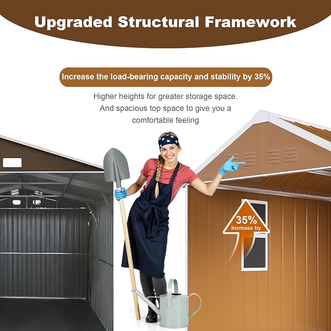 6 x 4 FT Outdoor Storage Shed, Metal Garden Tool Shed - Image 4