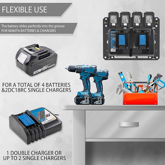 Charger Mount for Makita DC18RC, DC18RD Charger, Wall Mount for Makita 4X - Image 5