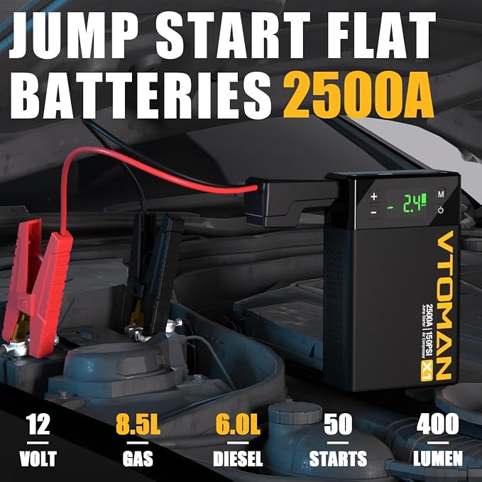 VTOMAN X1 Jump Starter with Air Compressor, Car Battery Jumper Starter with - Image 2