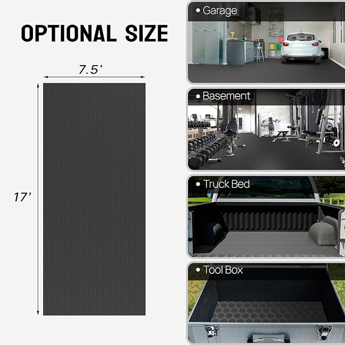 TUFFIOM 7.5 x 17 FT Garage Floor Mat, Thickened Coin Plate PVC Garage Mats - Image 6