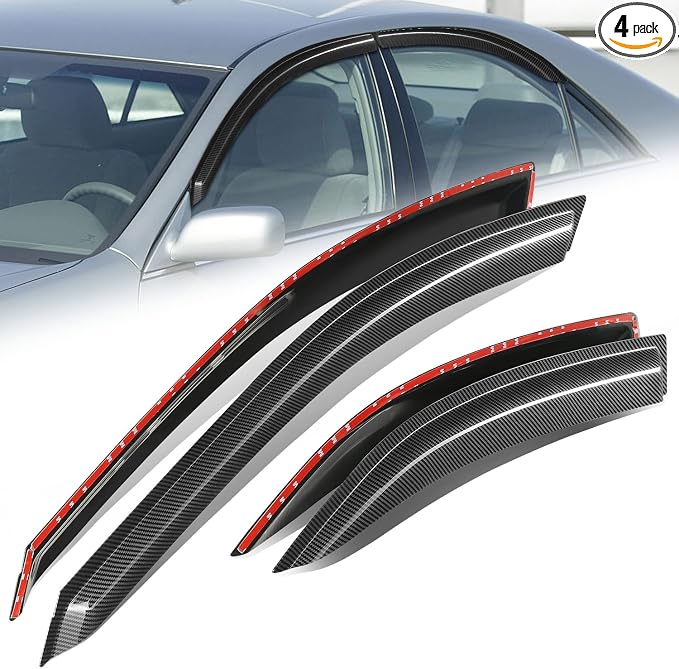Auto Dynasty 4Pcs Carbon Fiber Pattern Window Visors Compatible by AutoDynasty