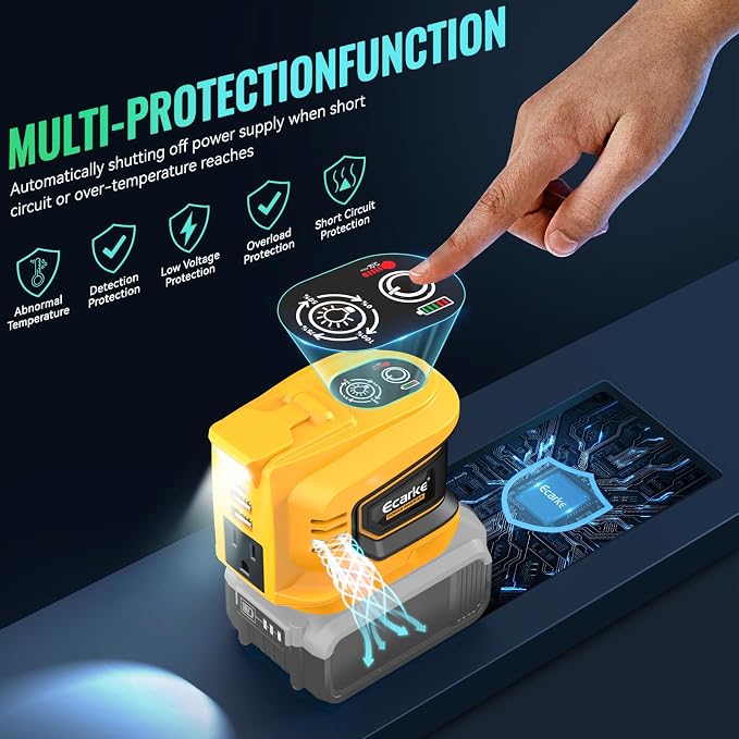 200W Portable Power Inverter for DeWALT 20V, Ecarke Outdoor Generato Battery - Image 2