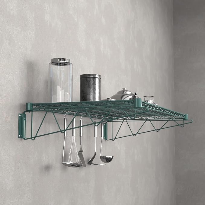 24" x 48" Green Epoxy Wire Wall Mount Shelf - Image 2