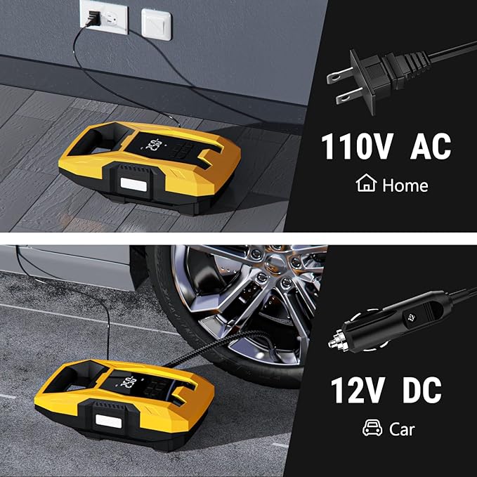 CARSUN AC/DC Tire Inflator Portable Air Compressor, Dual Power - Image 2