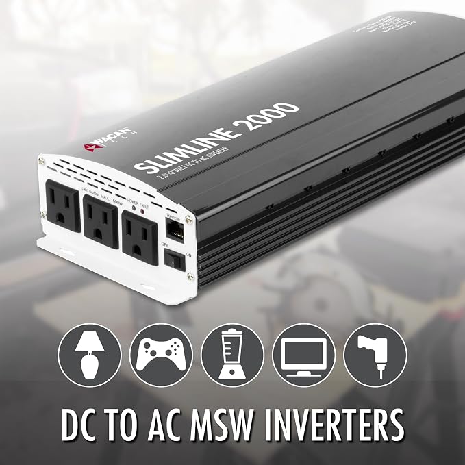 Wagan EL3724 2000W Slim Line AC to DC Power Inverter 2000W TrueRated Continuous - Image 4