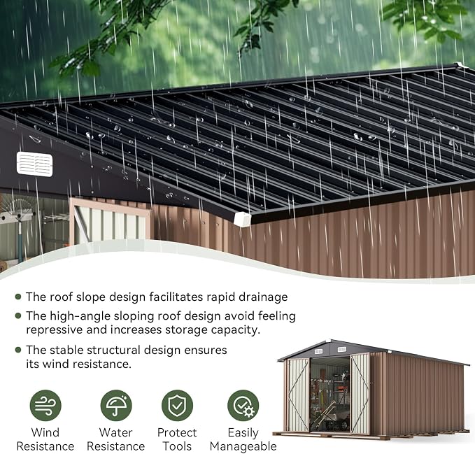 Aoxun 10 x 12FT Outdoor Storage Shed - Image 7