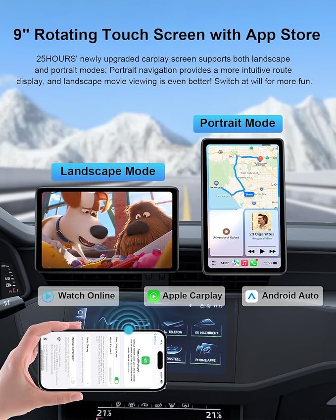 Upgraded Apple Carplay Screen for Car, Car Play Supports Netflix/YouTube/TikTok - Image 2