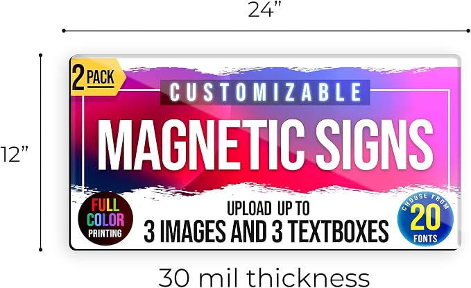 2-Pack, 30 mil Customized Vinyl Car Magnets, Personalized Magnetic Sheets - Image 5