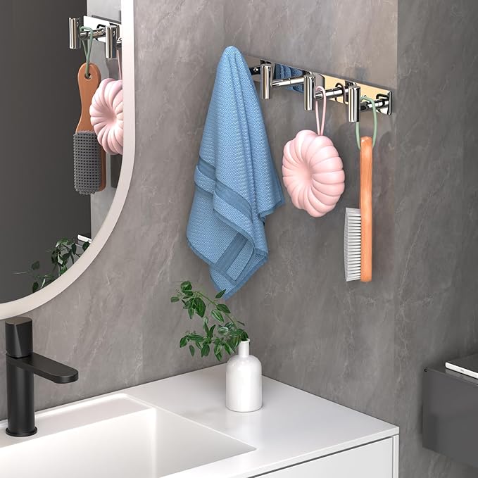 Wall Mounted Coat Rack-4 Hooks, Heavy Duty Stainless Steel Hook Rail - Image 4