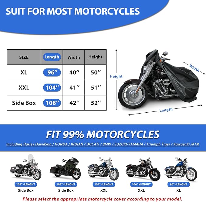 Motorcycle Cover for Cruiser Models Harley Davidson Iron 883, Fat Boy, Softail - Image 2