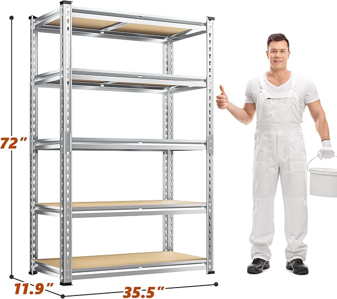 REIBII Garage Shelving, 5 Tier Storage Shelves Load 2020LBS, Adjustable Garage - Image 3