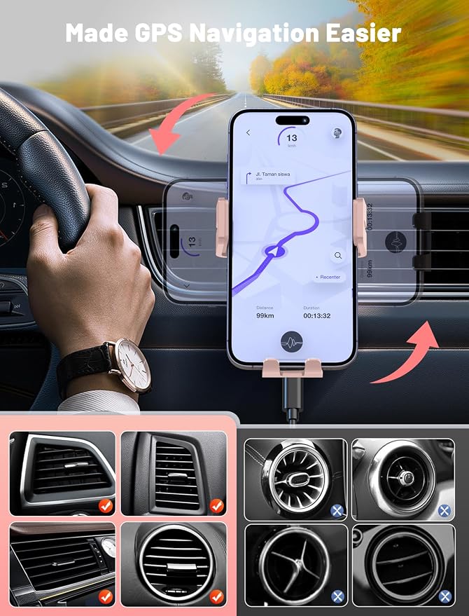 MOKPR Wireless Car Charger, Auto-Clamping Car Mount 15W/10W/7.5W Fast Charging - Image 3