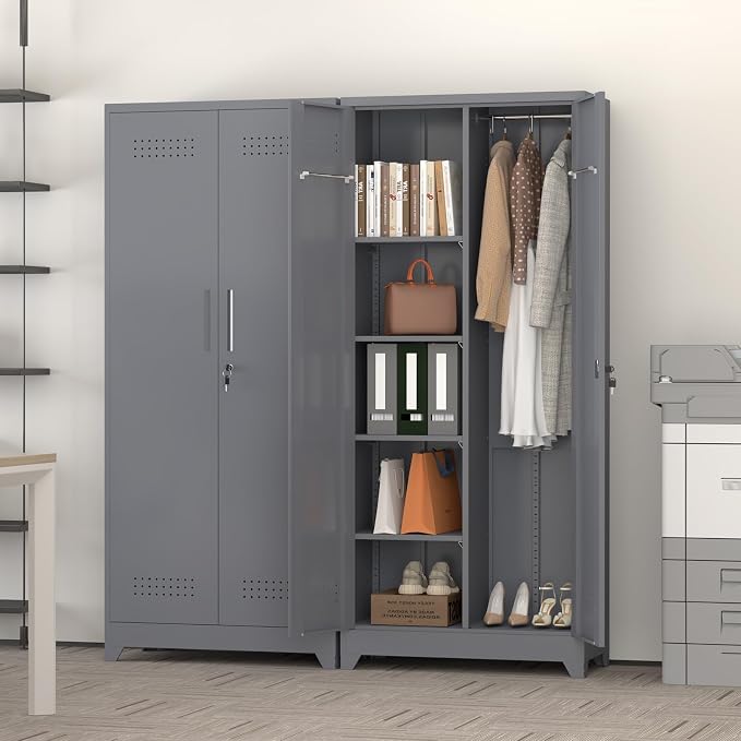 GREATMEET 65" Broom Storage Cabinet, Metal Utility Closet - Image 2