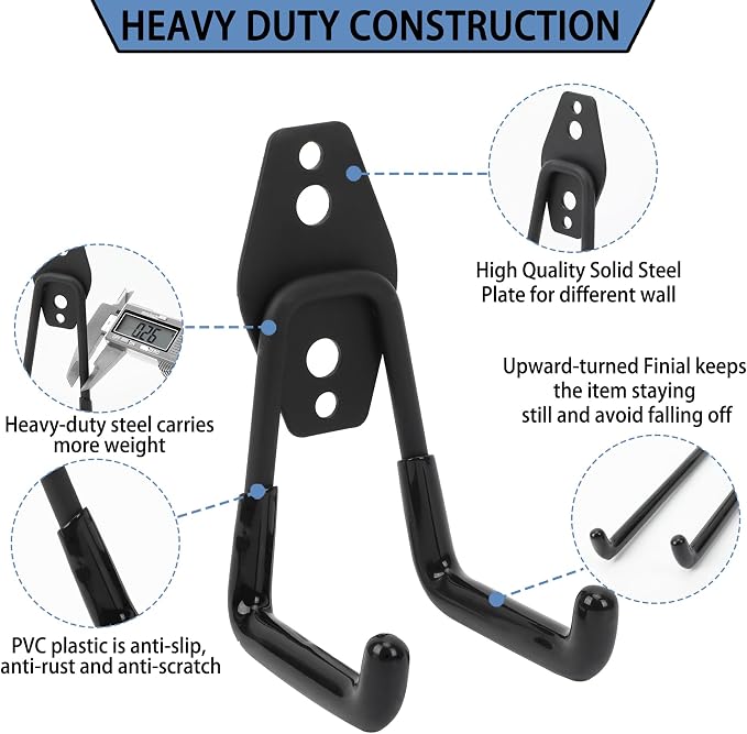 Wall Mount Heavy Duty Garage Hooks – Wall Mounted Storage Hooks - Image 2