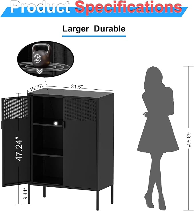 2 Mesh Door Metal Storage Cabinet - Image 2