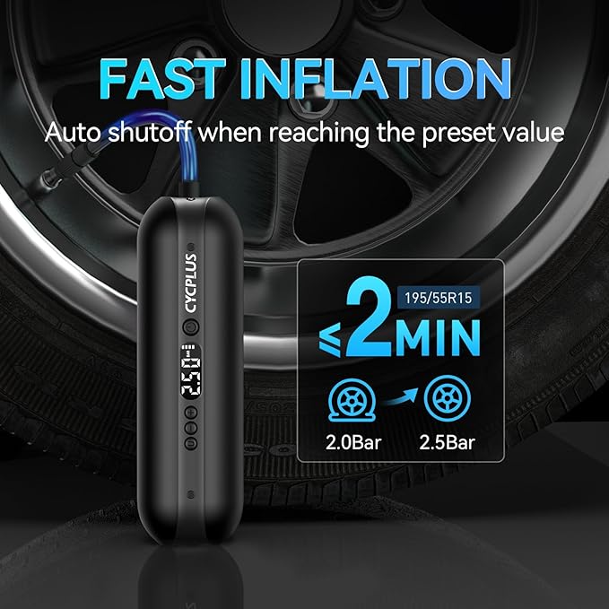 CYCPLUS Electric Air Compressor Portable Bicycle Pump Car Tire Inflator - Image 2