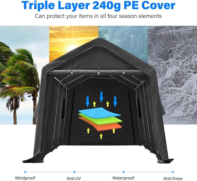 ADVANCE OUTDOOR Heavy Duty 10x20 ft Carport Outdoor Patio Portable Canopy - Image 4