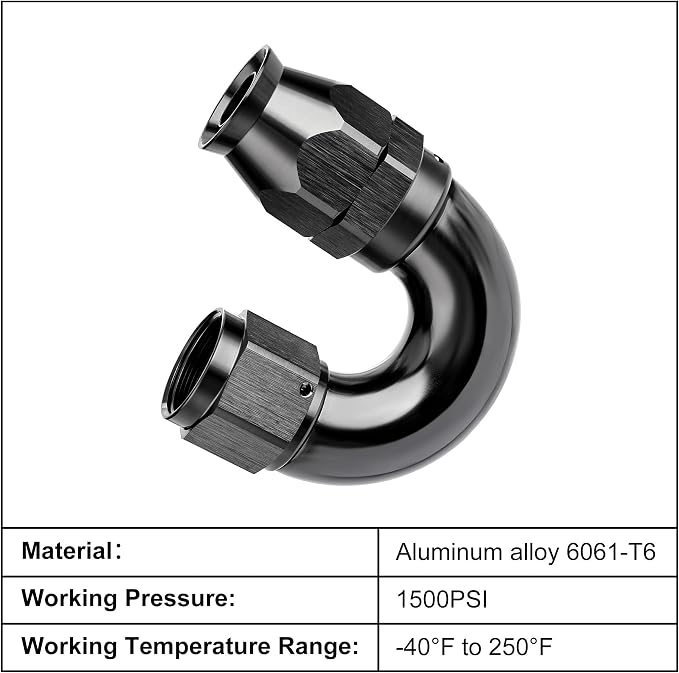 EVIL ENERGY 6AN 180 Degree PTFE One Piece Full Flow End Hose Fitting Aluminum - Image 3