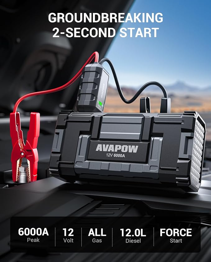 AVAPOW 6000A Car Battery Jump Starter Powerful Car Jump Starter - Image 2