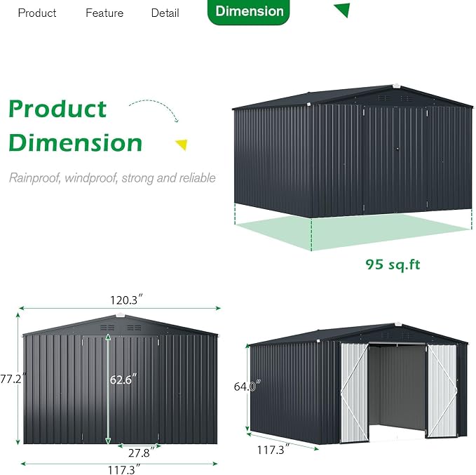 U-MAX Shed 10x10 Outdoor Storage - Image 2