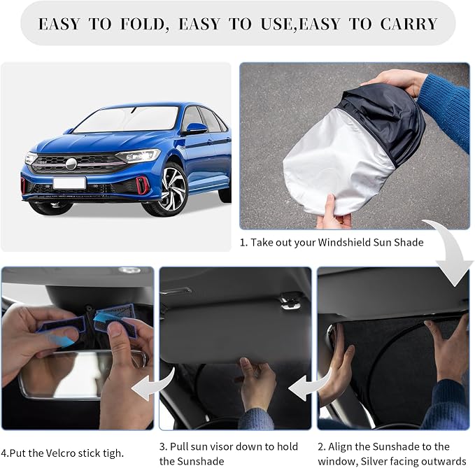 Sun Shade Sunshade for Volkswagen Jetta Windshield Cover, 4-Layer Front Window - Image 6